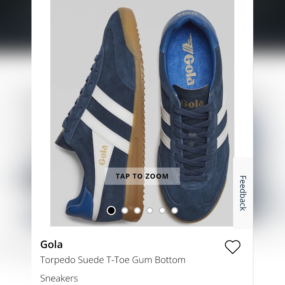 Gola Men's Navy Suede Sneakers with White Stripes